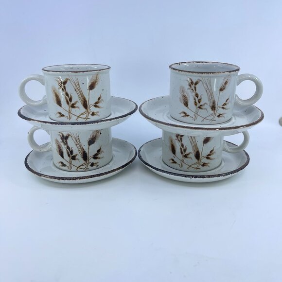 vintage stonehenge midwinter "wild oats" pattern cups and saucers set of 4 - Picture 1 of 7
